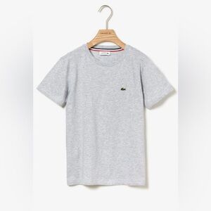 Lacoste Kids Crew Neck Cotton Jersey T-Shirt in Gray with Green Logo - 12